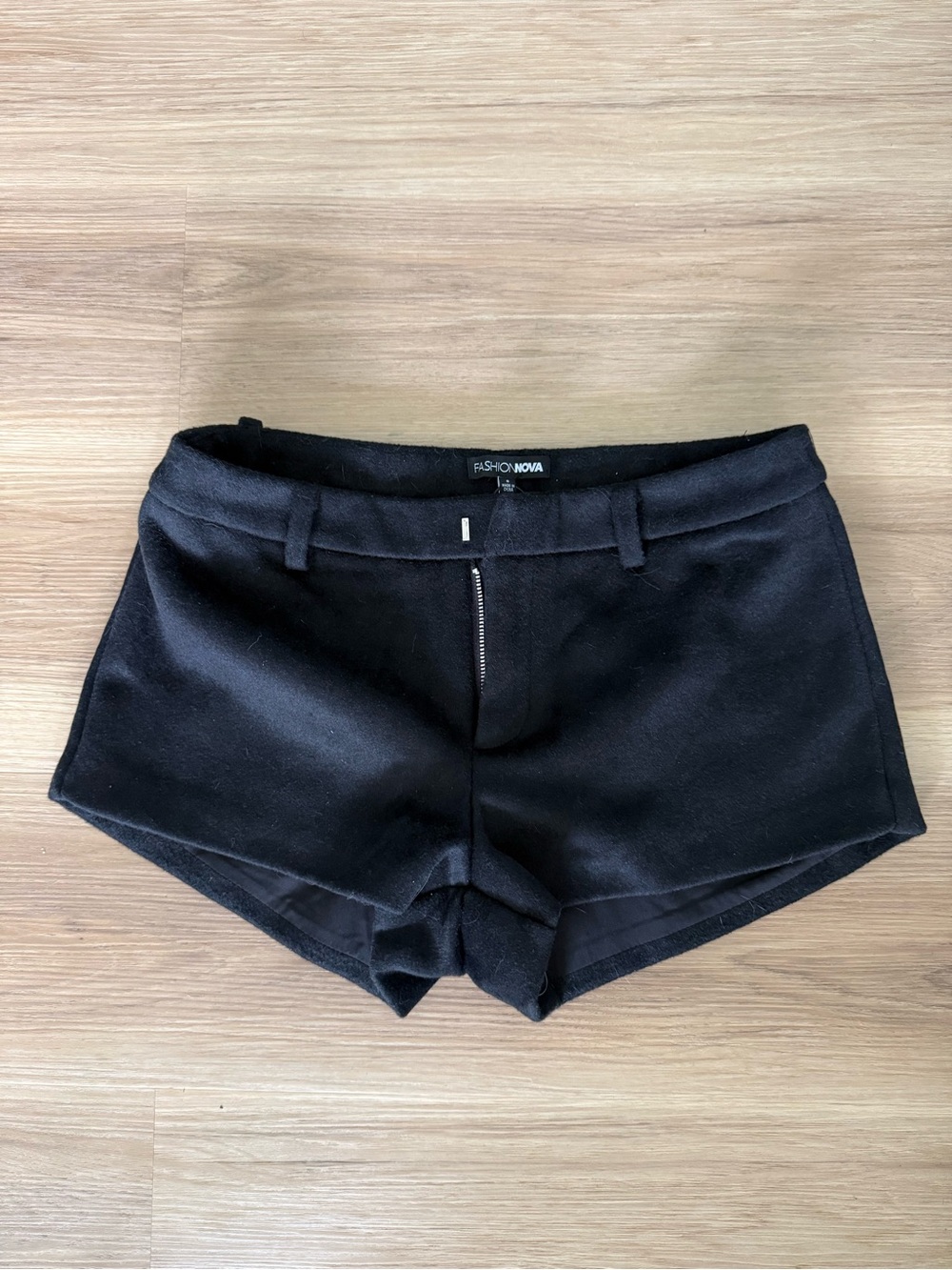 NWT Fashion Nova Black low rise wool micro Shorts